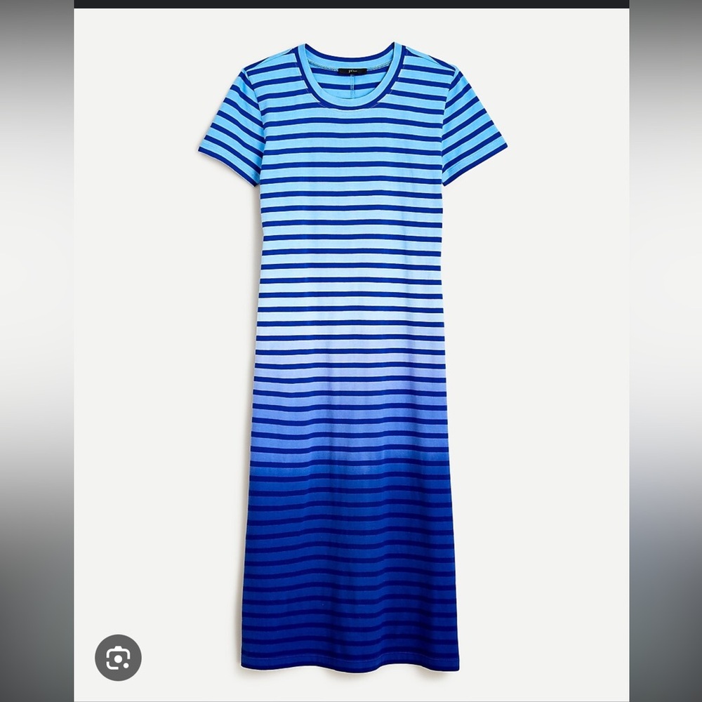 NWT! J.crew short sleeve. Midi t-shirt dress dip-dyed stripe dress.